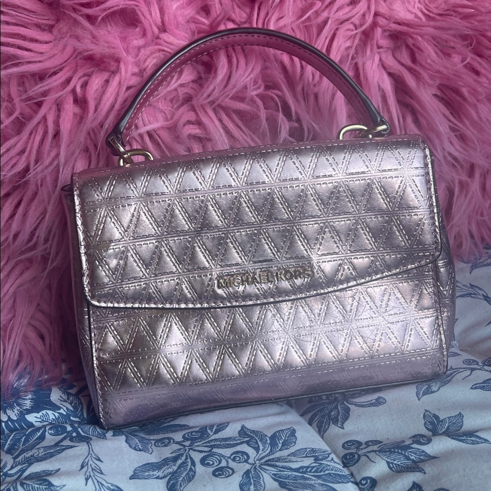 Foil Pink Michael Kors Top Handle mini bag